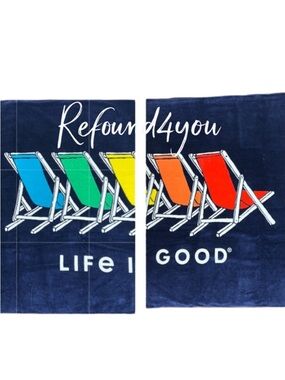 Life Is Good - ‘Beach Chairs’ Beach Towel. 38” x 65”. NWT. Firm! Last one!